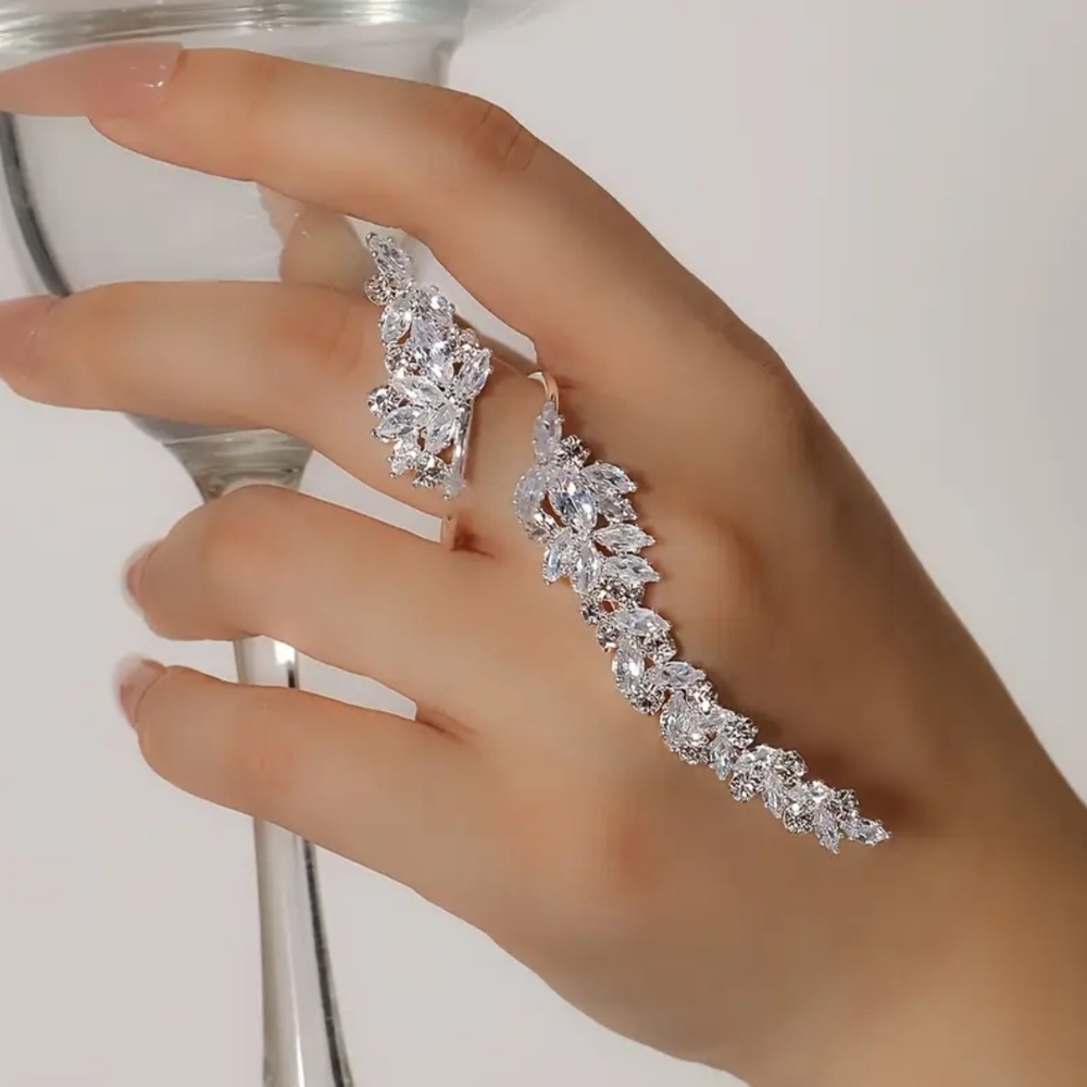 White Rhodium Crystal Cocktail Ring